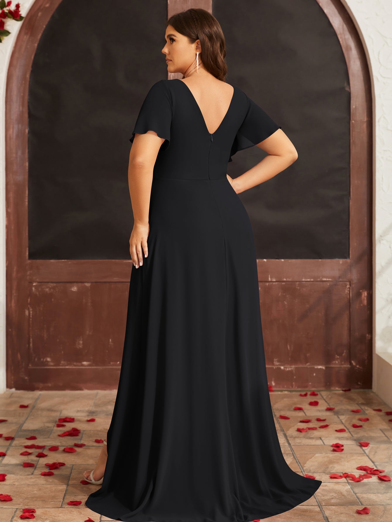Halter Neck A-Line Sleeveless Gown Plus Size Evening Dresses – Avadress