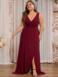 Lace Burgundy Flowy Maxi Dress Plus Size Double V Neck Ruched Waist Tulle Bridesmaid Dress Ever Lace Burgundy Flowy Maxi Dress Plus Size Double V Neck Ruched Waist Tulle Bridesmaid Dress Ever