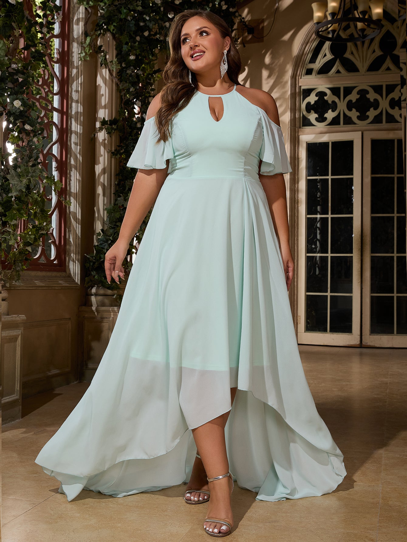 Women Plus Size Elegant Hi-Lo Bridesmaid Dresses Wedding Guest Cocktail Party Gowns