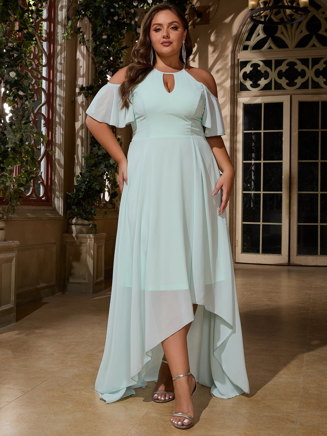 Women Plus Size Elegant Hi-Lo Bridesmaid Dresses Wedding Guest Cocktail Party Gowns