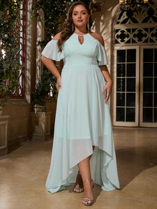 Women Plus Size Elegant Hi-Lo Bridesmaid Dresses Wedding Guest Cocktail Party Gowns