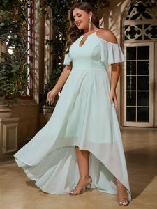 Women Plus Size Elegant Hi-Lo Bridesmaid Dresses Wedding Guest Cocktail Party Gowns
