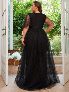 Women Plus Size V-neck Elegant Wedding Party Dresses for Bridal Shower Reception Backyard Wedding