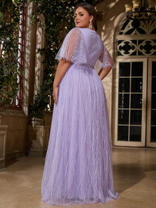 Women Plus Size V-neck Elegant Wedding Party Dresses for Bridal Shower Reception Backyard Wedding