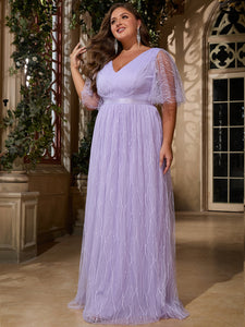 Women Plus Size V-neck Elegant Wedding Party Dresses for Bridal Shower Reception Backyard Wedding