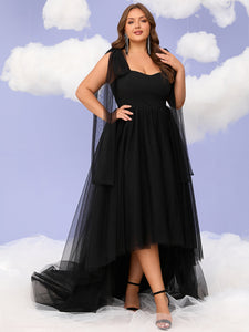 Women Plus Size Elegant High-Low Prom Dresses Cocktail Party Gowns Homecoming