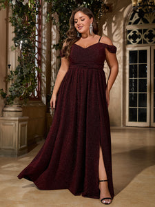 Women Plus Size Elegant Split Thigh High Bridesmaid Dresses Mother of Bridal Cocktail Party Gowns