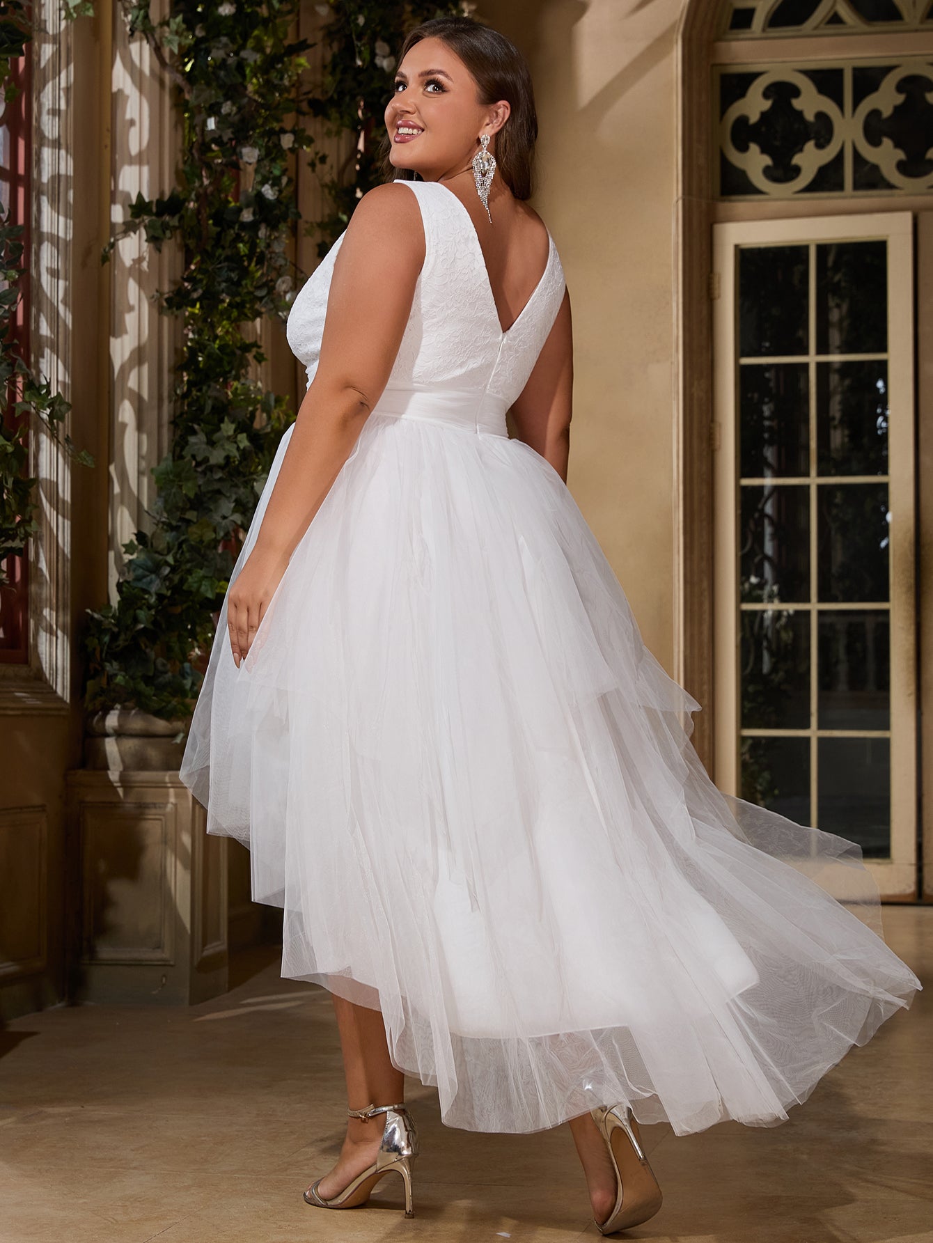 Women Plus Size Elegant Hi-Lo Bridal Shower Dresses Wedding Reception Bachelorette Party Gowns