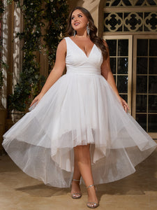 Women Plus Size Elegant Hi-Lo Bridal Shower Dresses Wedding Reception Bachelorette Party Gowns
