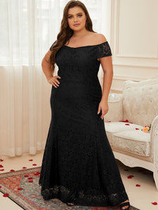 Women Plus Size Floral Lace Off the Shoulder Maxi Evening Dresses Floor Length Long Formal Evening Party Prom Gowns