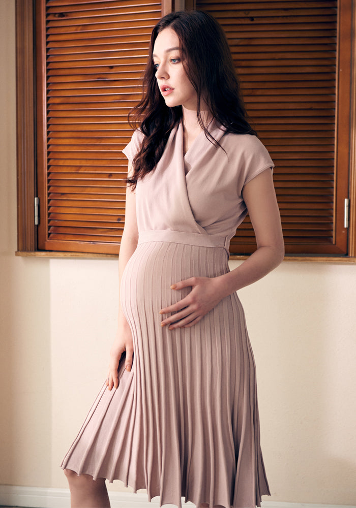 Pink Wrap Maternity & Nursing Dress