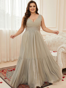 Women's Plus Size Sleeveless Chiffon Long Bridesmaid Dress Formal Dresses for Wedding Guest Ball Gowns, Mint Green, 0XL