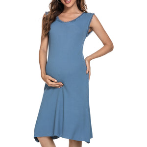 V neck Ribbed Maternity & Nursing Dress