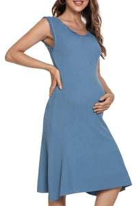 V neck Ribbed Maternity & Nursing Dress