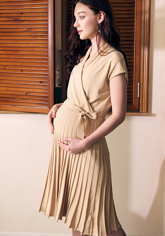 Cap Sleeve Wrap Maternity Dress