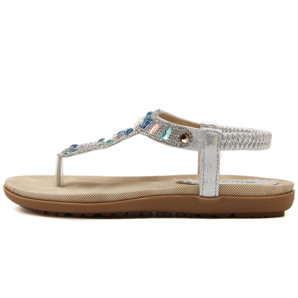 Women's Glitter T-Strap Thong Flat Sandals
