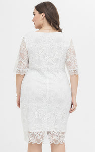 DolphinBanana Women Plus Size Cocktail Dresses Ladies Little White Dress Wedding Guest